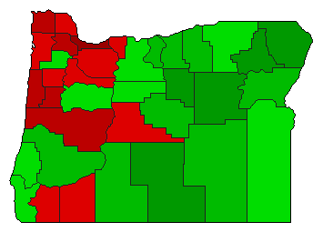 1996 Oregon County Map of General Election Results for Initiative