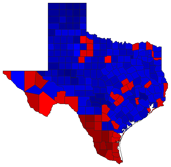 1996 Texas County Map of General Election Results for Senator