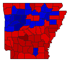 1996 Arkansas County Map of Democratic Runoff Election Results for Senator