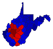 1996 West Virginia County Map of Republican Primary Election Results for Secretary of State