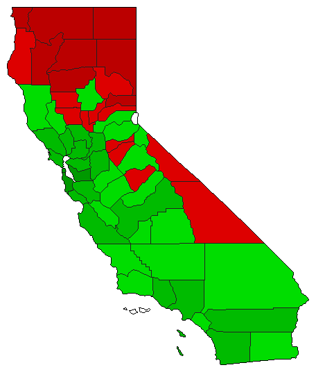 1996 California County Map of General Election Results for Initiative