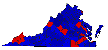 1997 Virginia County Map of General Election Results for Attorney General