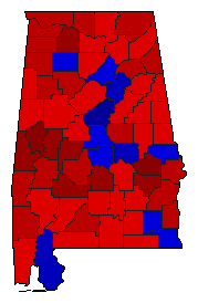 1998 Alabama County Map of General Election Results for State Auditor