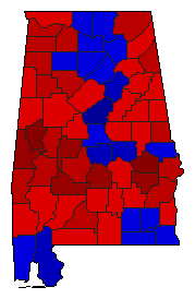 1998 Alabama County Map of General Election Results for Agriculture Commissioner
