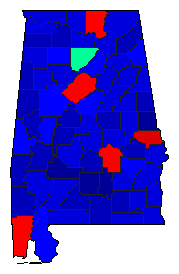 1998 Alabama County Map of Republican Primary Election Results for Governor