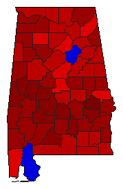 1998 Alabama County Map of General Election Results for State Treasurer
