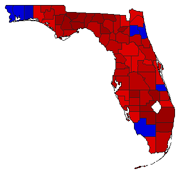 1998 Florida County Map of General Election Results for Agriculture Commissioner
