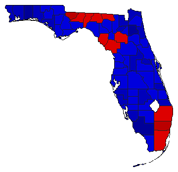1998 Florida County Map of General Election Results for Secretary of State
