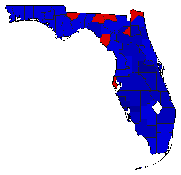 1998 Florida County Map of Republican Primary Election Results for Secretary of State