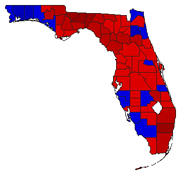 1998 Florida County Map of General Election Results for State Treasurer