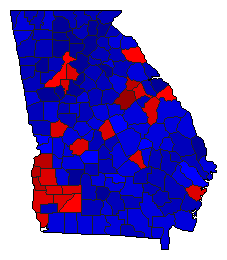 1998 Georgia County Map of General Election Results for Insurance Commissioner