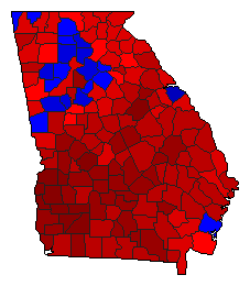 1998 Georgia County Map of General Election Results for Lt. Governor