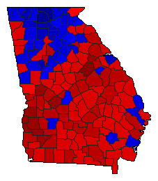 1998 Georgia County Map of General Election Results for Attorney General