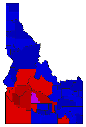 1998 Idaho County Map of Democratic Primary Election Results for Lt. Governor