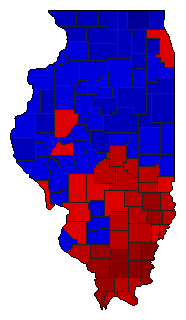 1998 Illinois County Map of General Election Results for Governor