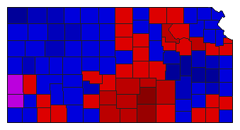 1998 Kansas County Map of Democratic Primary Election Results for Senator