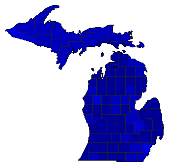 1998 Michigan County Map of General Election Results for Secretary of State