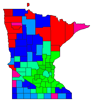 1998 Minnesota County Map of General Election Results for Governor