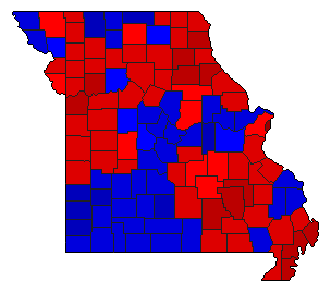 1998 Missouri County Map of General Election Results for State Auditor