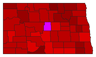 1998 North Dakota County Map of General Election Results for Senator