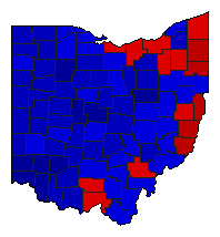 1998 Ohio County Map of General Election Results for Secretary of State
