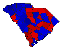 1998 South Carolina County Map of General Election Results for Secretary of State