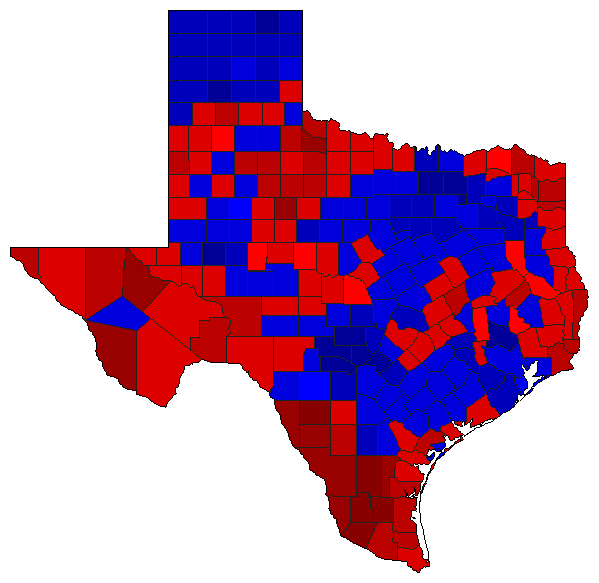 1998 Texas County Map of General Election Results for Attorney General