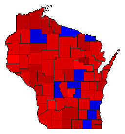 1998 Wisconsin County Map of General Election Results for Secretary of State