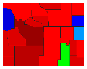 1998 Wyoming County Map of Democratic Primary Election Results for Governor