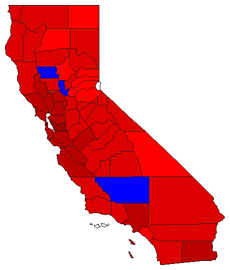 1998 California County Map of General Election Results for Controller