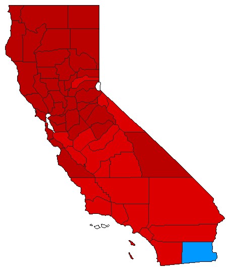 1998 California County Map of Democratic Primary Election Results for Governor