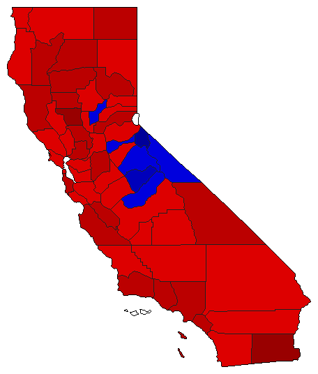 1998 California County Map of Open Primary Election Results for Governor