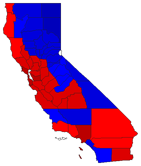 1998 California County Map of General Election Results for Lt. Governor
