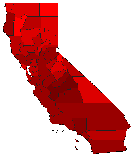 1998 California County Map of Democratic Primary Election Results for Lt. Governor