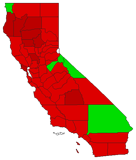 1998 California County Map of Open Primary Election Results for Initiative