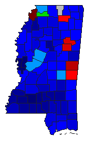 1999 Mississippi County Map of Republican Primary Election Results for Governor