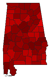 2000 Alabama County Map of Democratic Primary Election Results for President