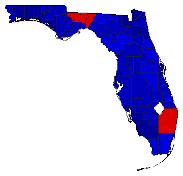 2000 Florida County Map of General Election Results for State Treasurer