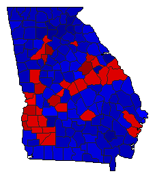 2000 Georgia County Map of General Election Results for President