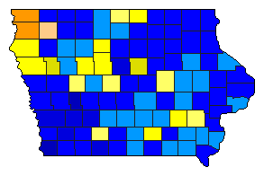 2000 Iowa County Map of Republican Primary Election Results for President