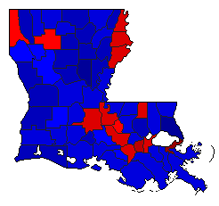 2000 Louisiana County Map of General Election Results for President