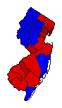 2000 New Jersey County Map of General Election Results for President