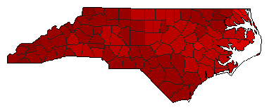 2000 North Carolina County Map of Democratic Primary Election Results for President