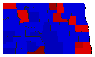 2000 North Dakota County Map of General Election Results for Governor