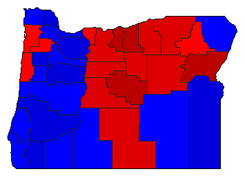 2000 Oregon County Map of Republican Primary Election Results for Secretary of State