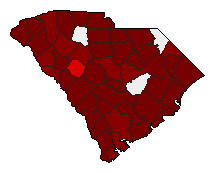 2000 South Carolina County Map of Democratic Primary Election Results for President