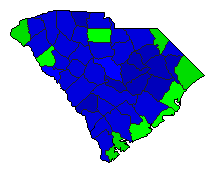 2000 South Carolina County Map of Republican Primary Election Results for President