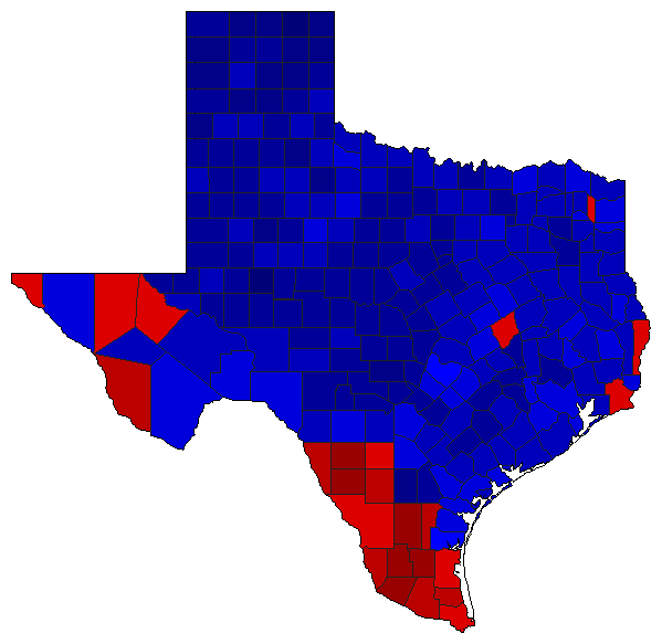 2000 Texas County Map of General Election Results for President