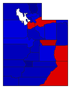 2000 Utah County Map of General Election Results for Governor