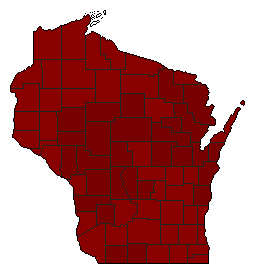 2000 Wisconsin County Map of Democratic Primary Election Results for President